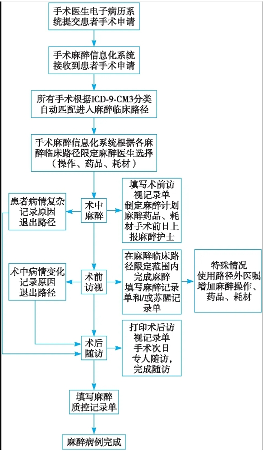 圖1 麻醉臨床路徑執行流程